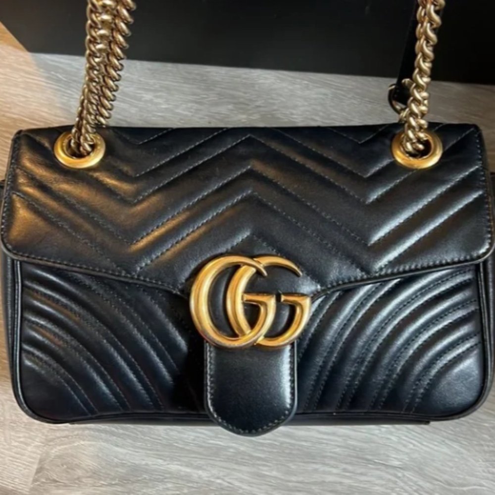 Gucci Marmont Matelassé Mini Black Crossody Bag